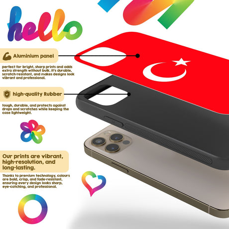 Turkey Flag Turkish Printed iPhone Case - Black TPU Cover Protector Custom Gift