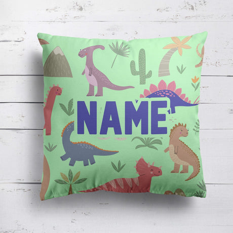 Personalised Custom Name Dinosaurs Clip Art Square Filled Zipped Cushion Throw