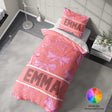 Personalised Name Coloured Pink Bows Printed Single Bed Duvet Cover + Pillowcase