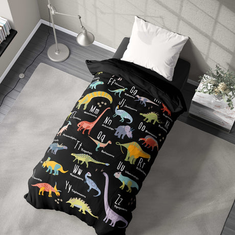 My Dinosaur Alphabet Personalised Custom Colour Soft Single Size Bed Duvet Cover