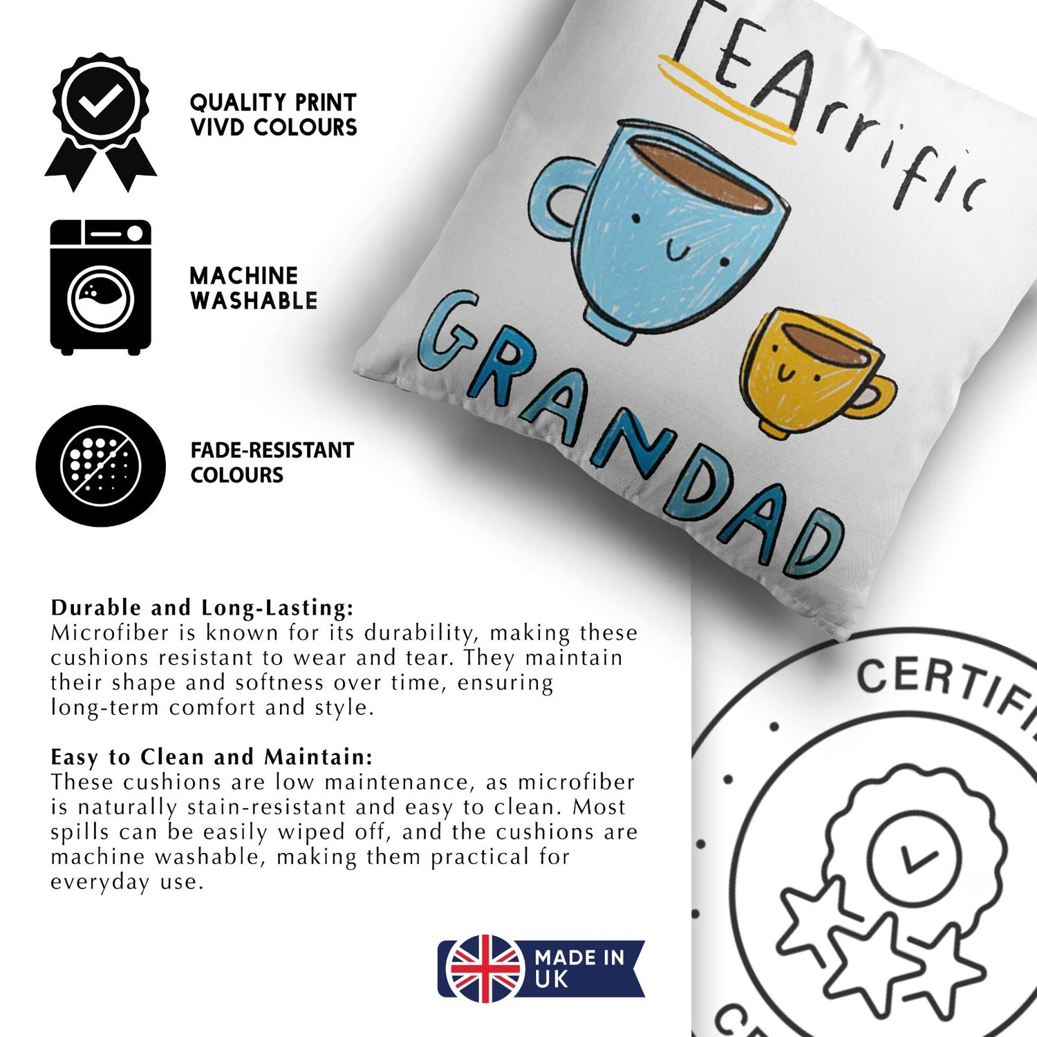 Personalised Text Teariffic Saying Novelty Soft Square Filled Cushion Throw