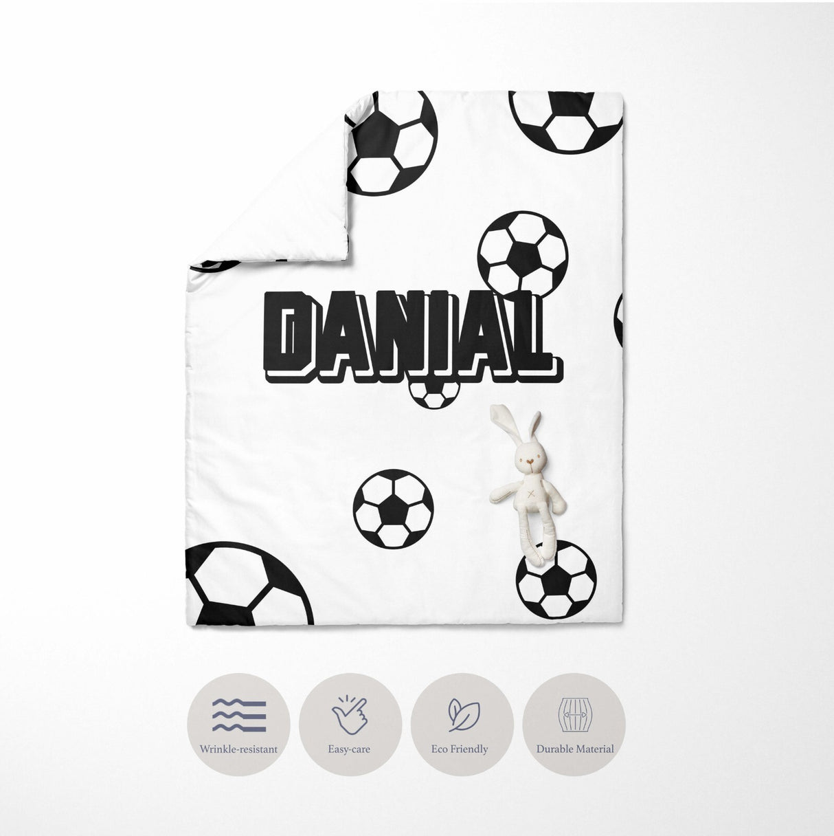 Personalised Custom Name Colour Football Fans Cot Bed Duvet Cover + Pillowcase