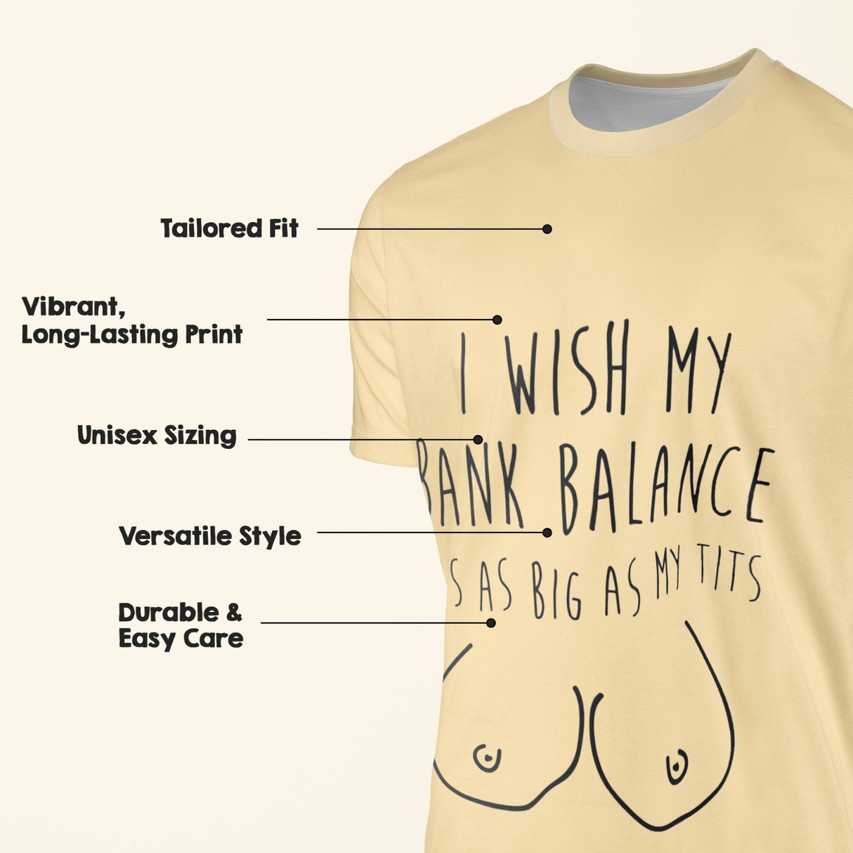 I Wish My Bank Balance Rude Printed All Over Unisex T-Shirt Choose Your Colour