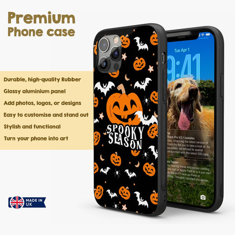 Halloween Spooky Season Pumpkin Bats Custom Printed iPhone Black Case Cover Gift