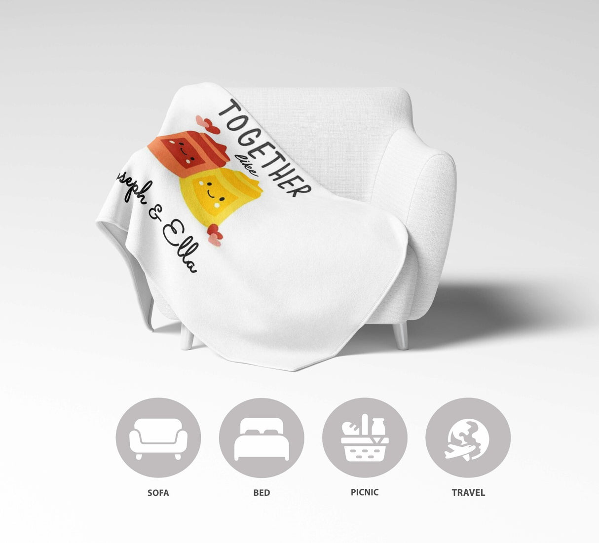 We Go Together Ketchup Mustard Valentines Anniversary Fleece Mink Blanket Gift