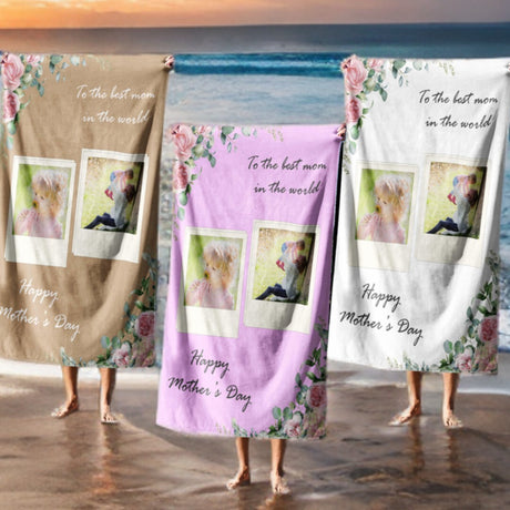 Custom Made Upload Your Own Photos Mother's Day Absorbent Beach Bath Sheet Towel