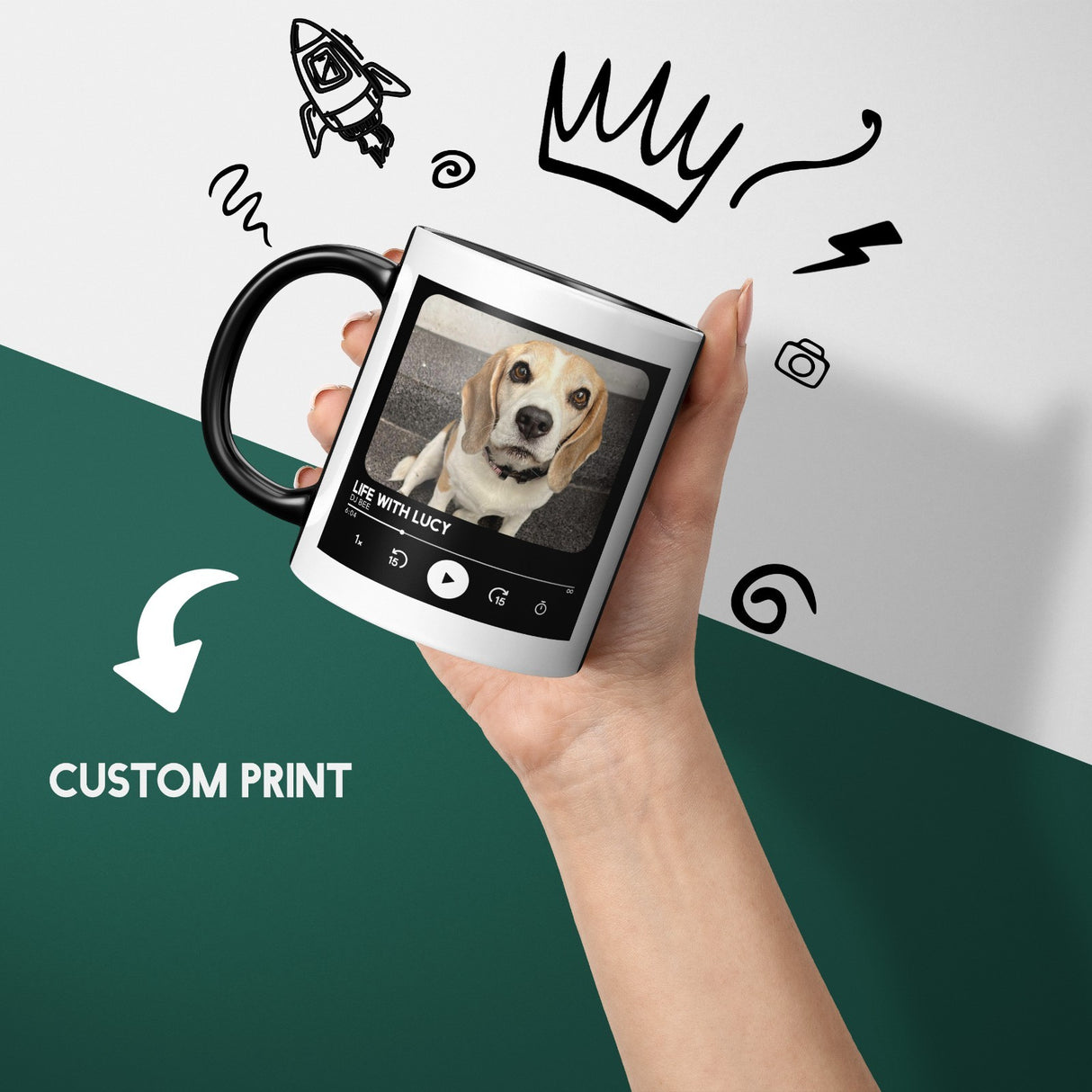 Personalised Music Player Heat Sensitive Colour Changing Mug Novelty Gift Cup