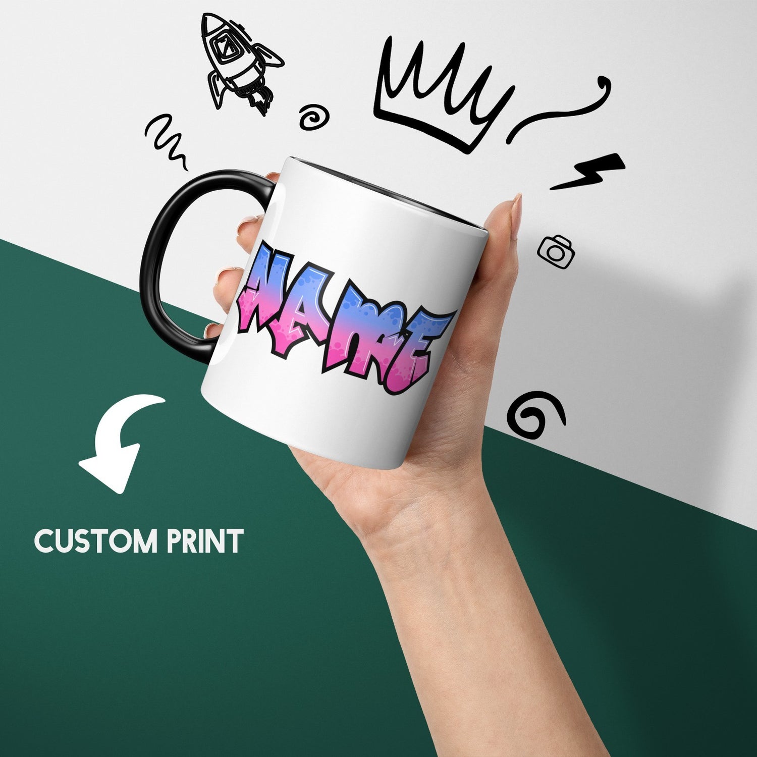Personalised Name Urban Graffit Heat Sensitive Magic Colour Changing Novelty Mug