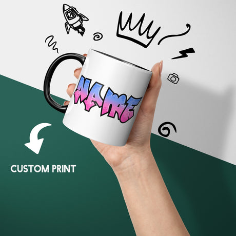 Personalised Name Urban Graffit Heat Sensitive Magic Colour Changing Novelty Mug