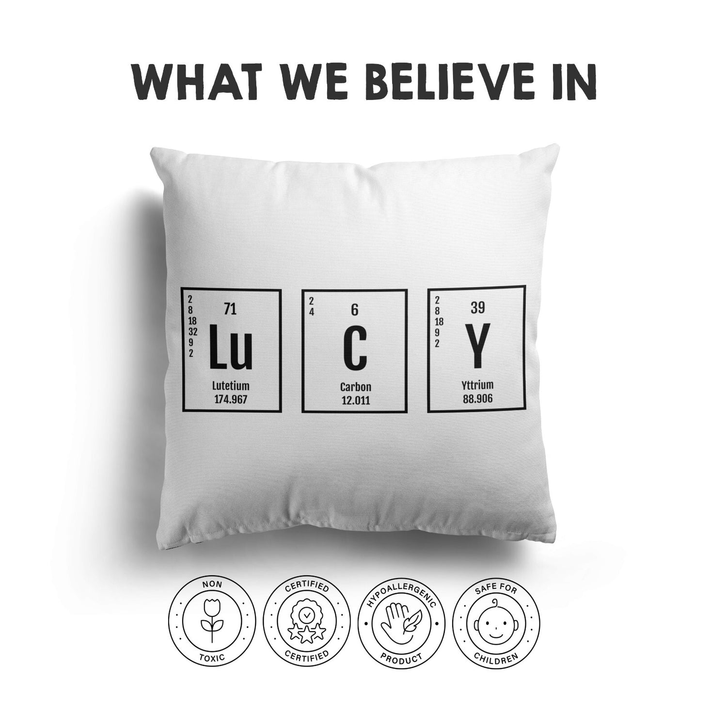 Personalised Name Science Chemical Periodic Table Square Filled Cushion Decor