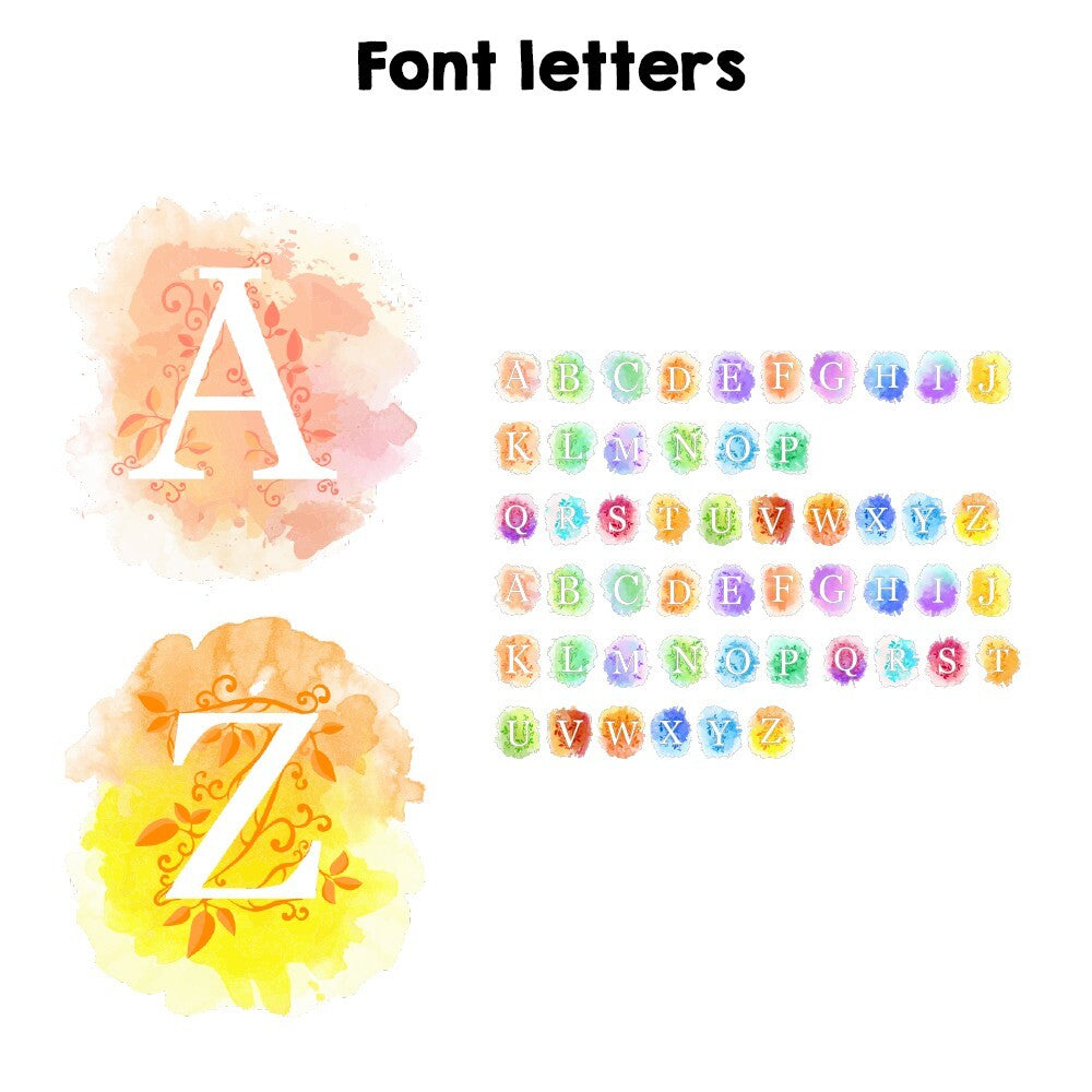 Personalised Watercolour Letters Any Colour Ottoman Filled Pouffe Washable Cover