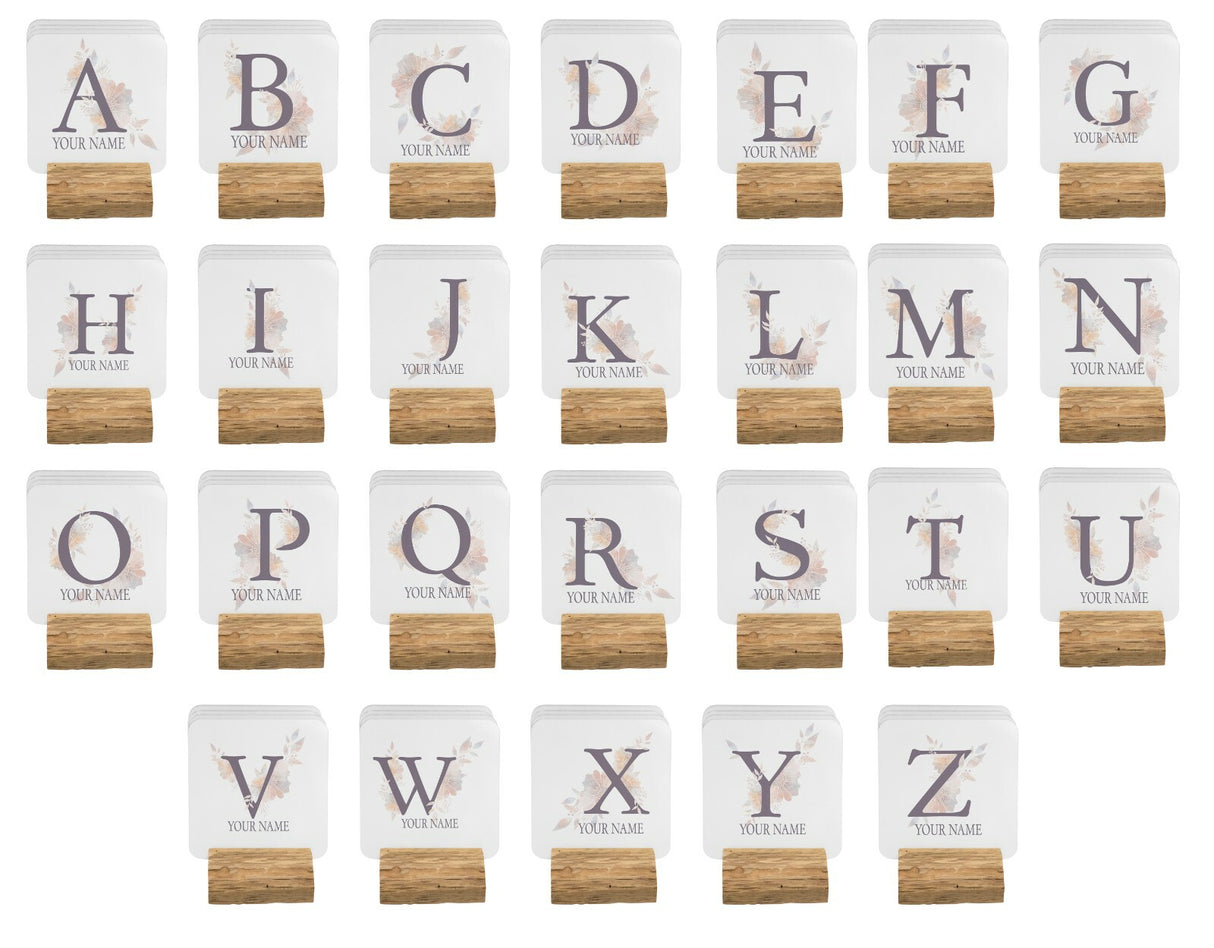 Personalised Misty Dusty Pastel Alphabet Floral Name Initial Letter Coffee Mug