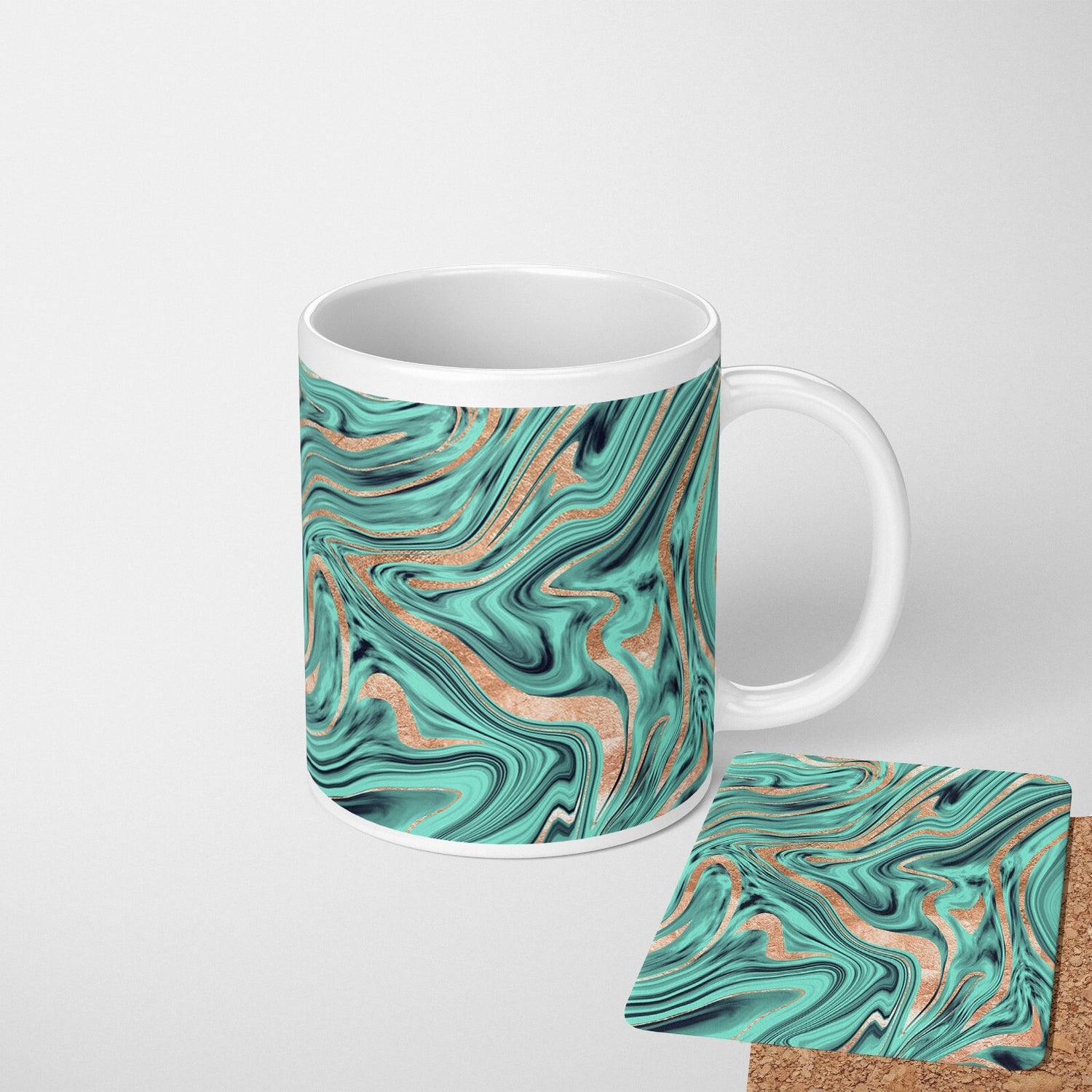 Liquid Marble Custom Design Coffee Tea Mug + Coaster Option Gift For Him Her