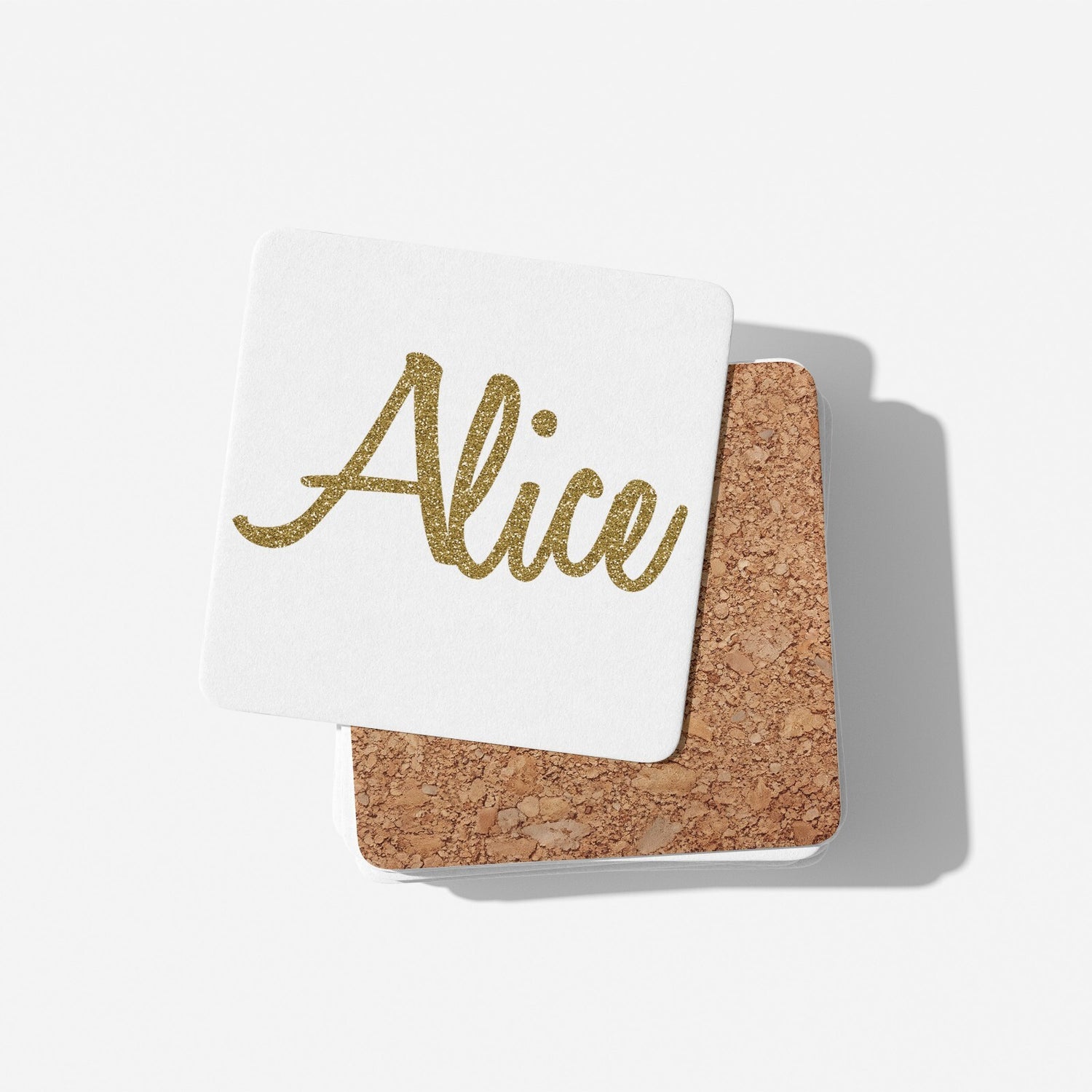 Personalised Name Gold Glitter Font Novelty Coffee Tea Mug Coaster Gift Him Her