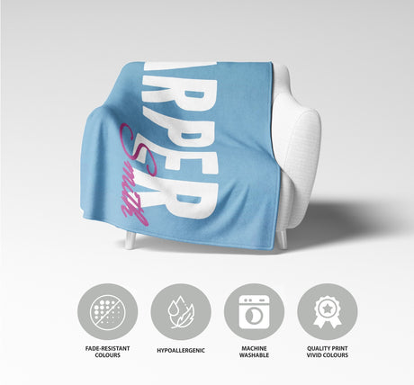 Personalised Name Gradient Two Tone Coloured Soft Warm Fleece Blanket Decoration