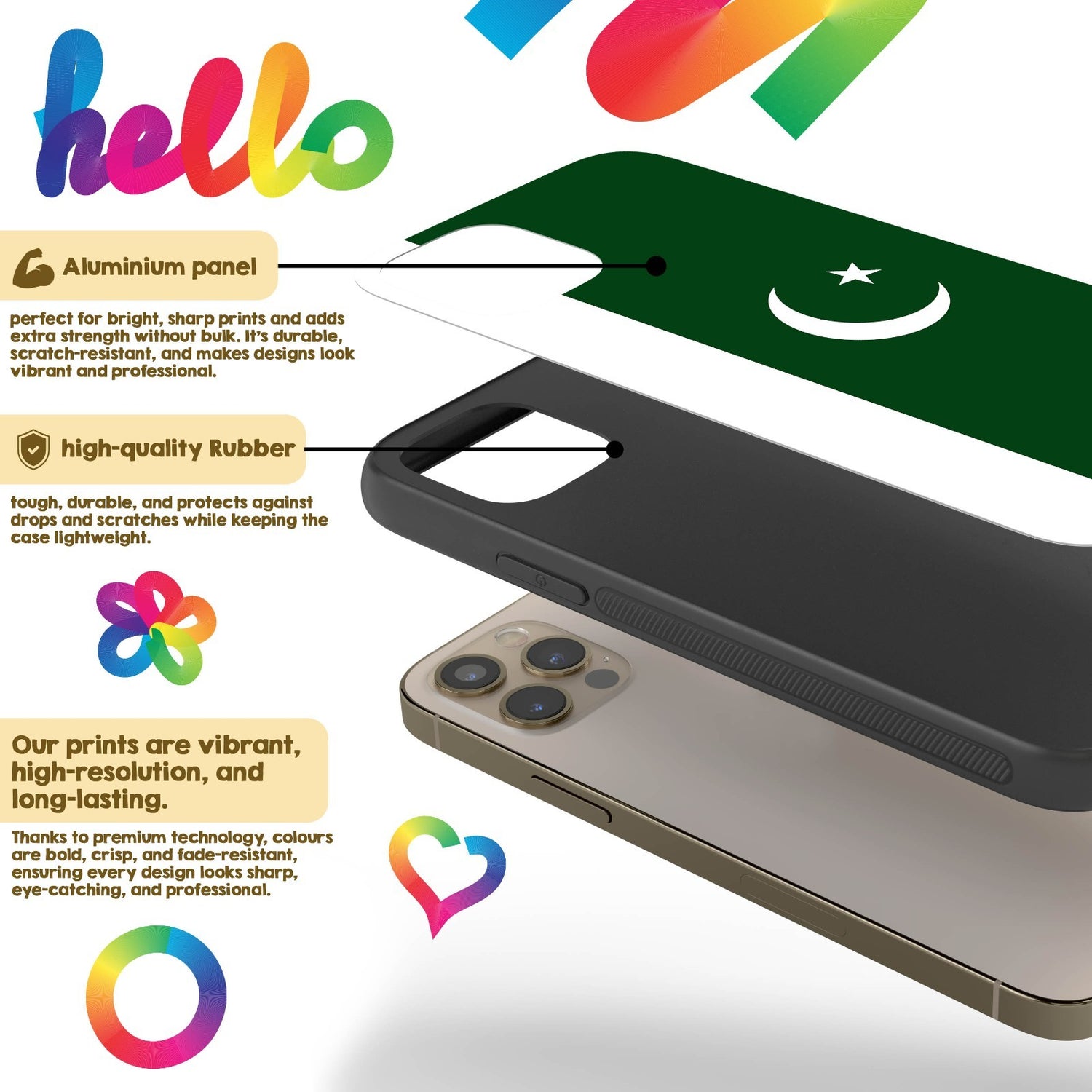 Pakistan Flag Design Gift Protector Custom Printed iPhone Case - Black TPU Cover