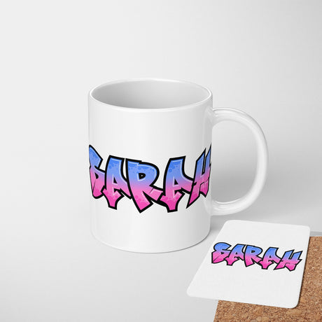 Personalised Any Name Urban Graffiti Novelty Coffee Tea Mug Coaster Gift Him Her