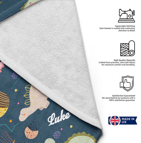 Personalised Custom Name Cartoon Baby Dinosaurs Soft Warm Fleece Blanket Decor