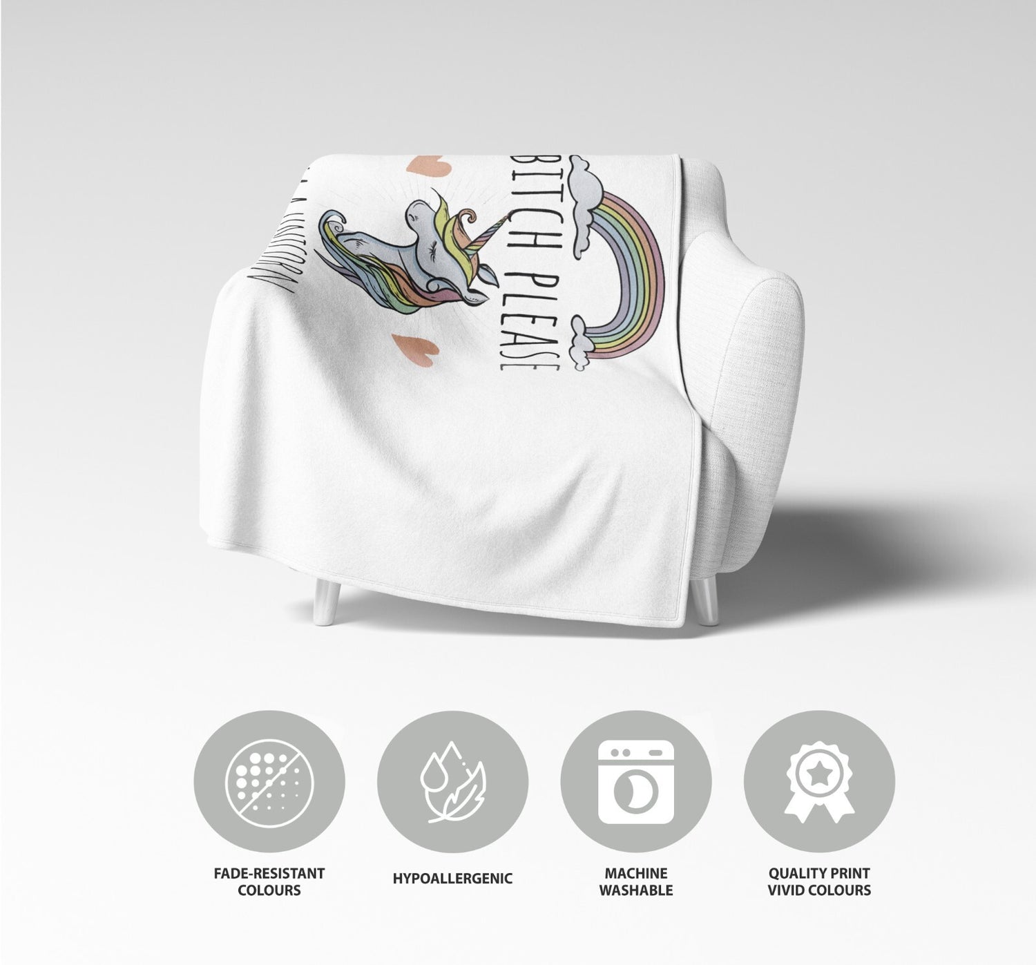 B*tch Please I'm a Unicorn Rude Custom Colour Fleece Mink Blanket Throw Gift