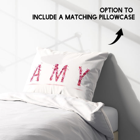 Personalised Any Name Pink Rose Petals Soft Single Size Novelty Bed Duvet Cover