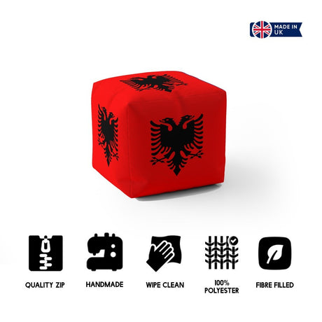 Albania Flag Patriotic Ottoman Filled Pouffe Footrest Washable Cover Custom Gift