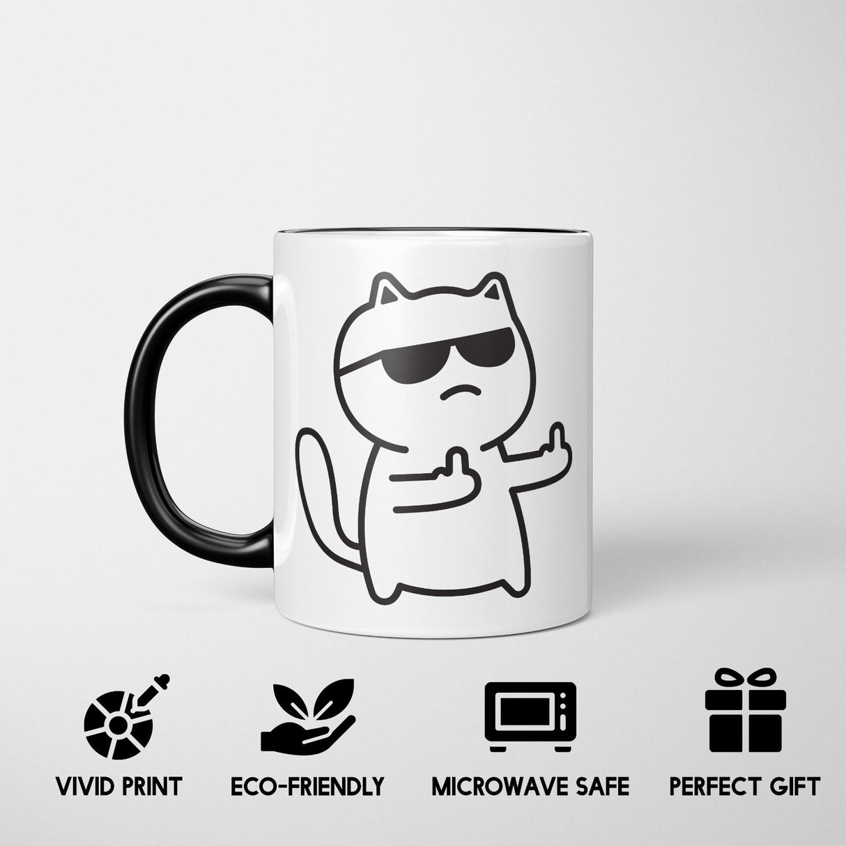 Cat Middle Finger Heat Sensitive Magic Colour Changing Mug Novelty Drink Cup