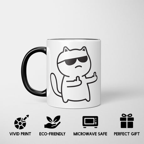 Cat Middle Finger Heat Sensitive Magic Colour Changing Mug Novelty Drink Cup