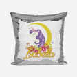 Personalised Name Shiny Sequin Magic Unicorn Crescent Cushion Cover + Pillow