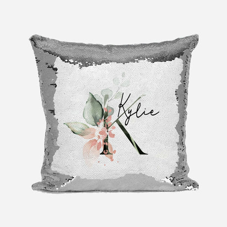 Personalised Gentle Botanical Blush Sequin Magic Cushion Cover + Pillow Kids