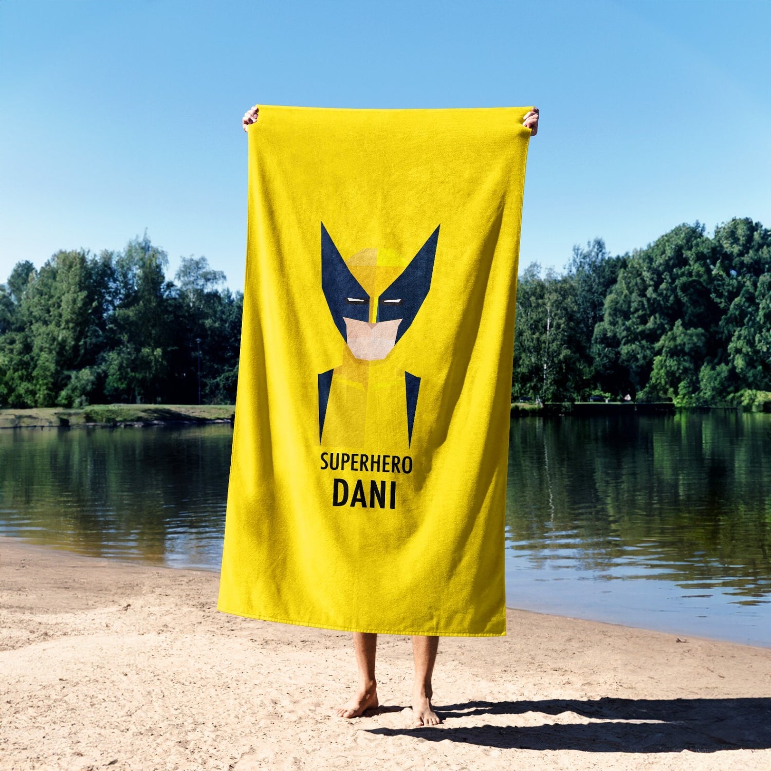 Superhero Personalised Name Custom Colour Kids Absorbent Beach Bath Sheet Towel