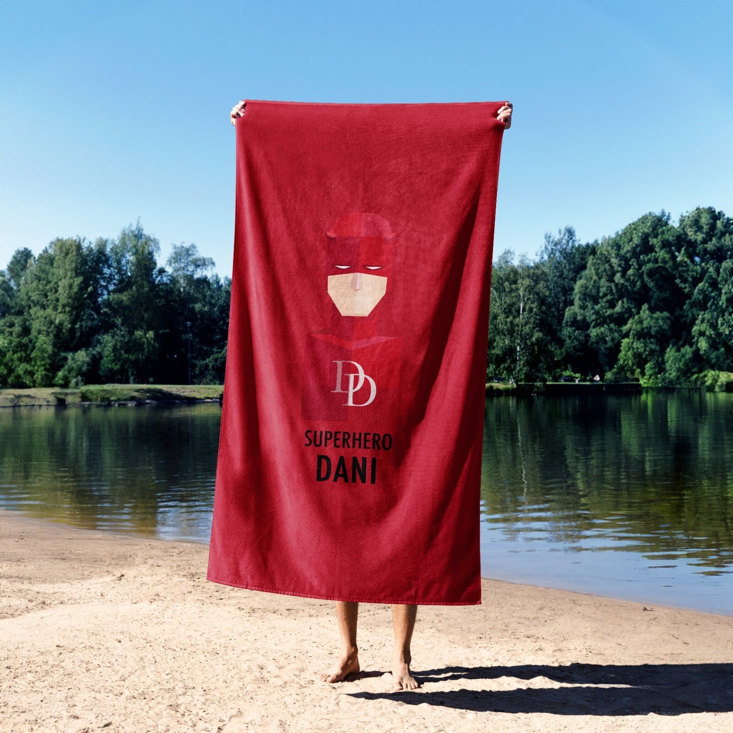 Superhero Personalised Name Custom Colour Kids Absorbent Beach Bath Sheet Towel