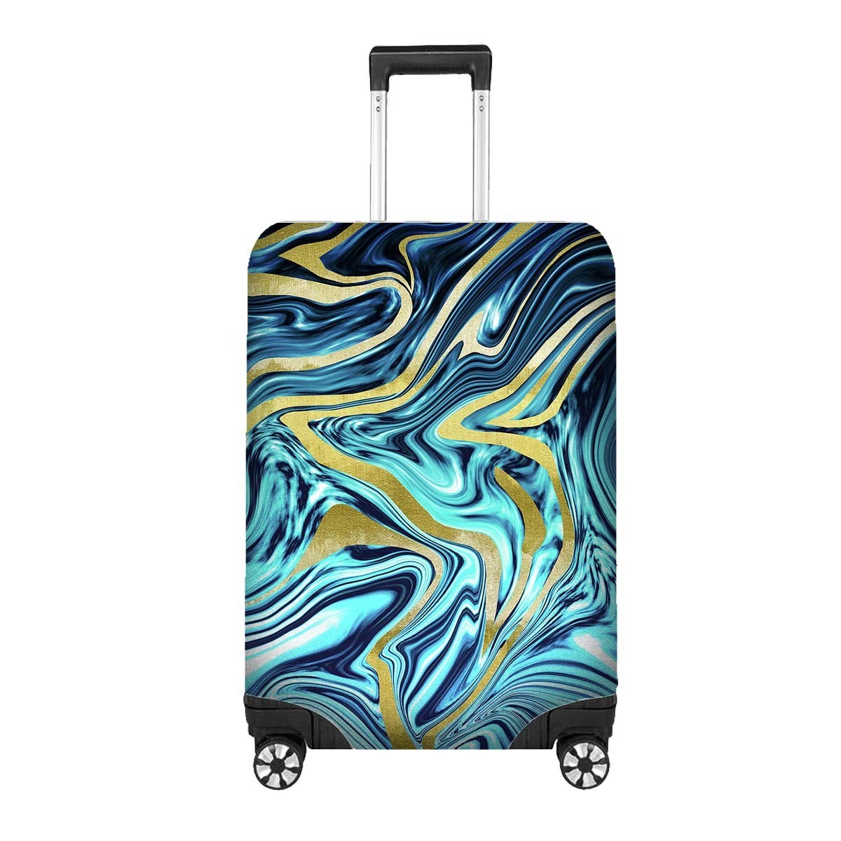 Liquid Marble Design Luggage Cover Colourful Abstract Travel Suitcase Protector