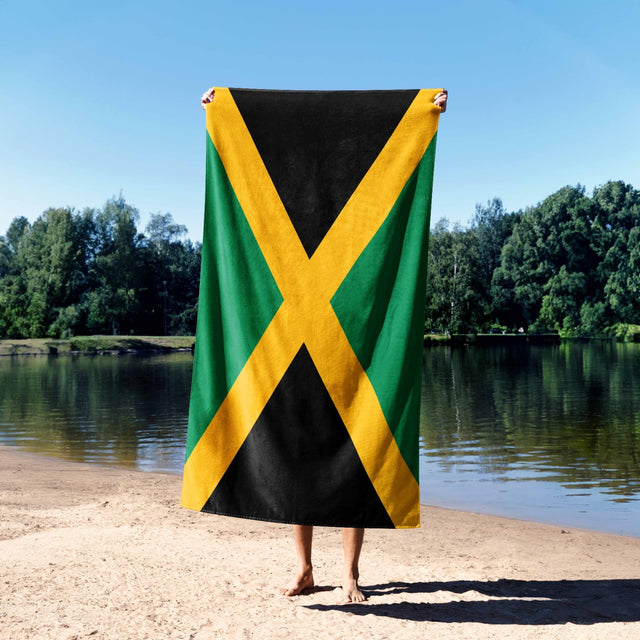 Jamaica Flag Gift Towel Custom Made Soft Cozy Highly Absorbent Beach Bath Sheet