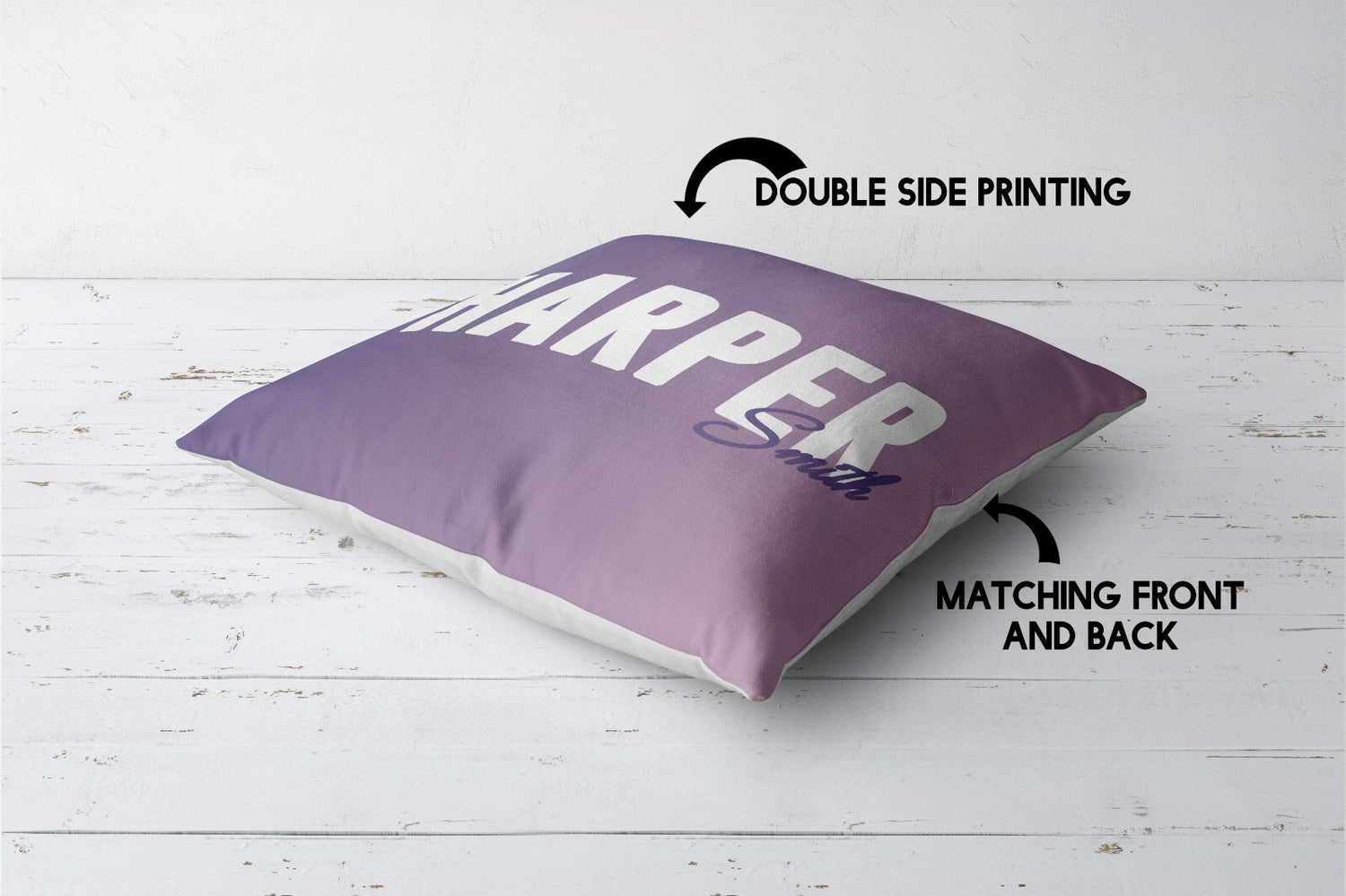 Personalised Name Gradient Two Tone Coloured Square Fill Zipped Cushion Throw