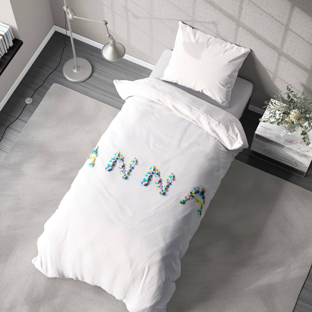Personalised Confetti Handmade Font Soft Single Size Novelty Bed Duvet Cover