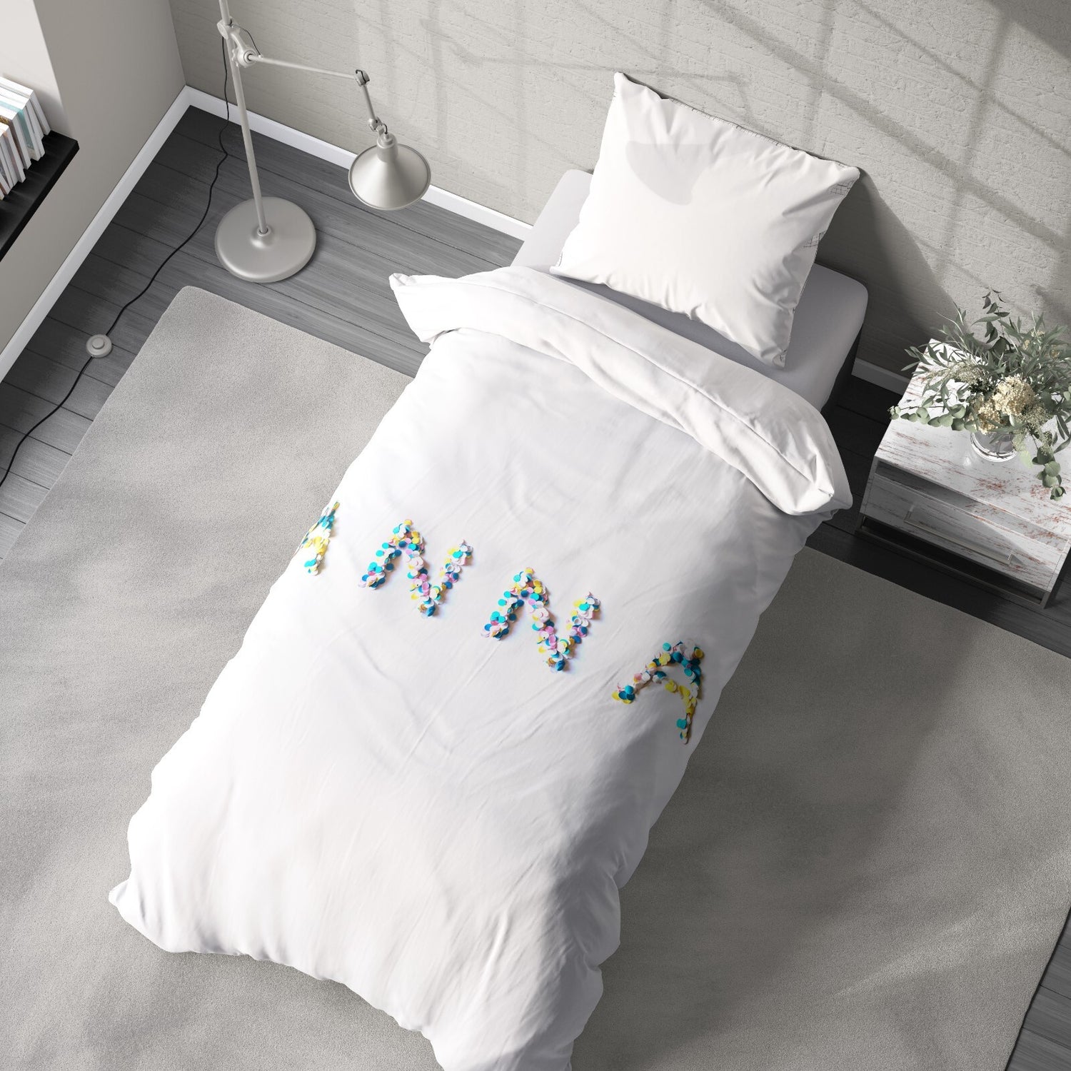 Personalised Confetti Handmade Font Soft Single Size Novelty Bed Duvet Cover