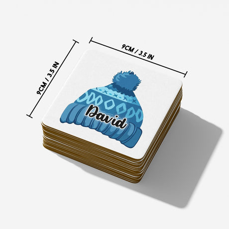 Personalised Woolly Hat Custom Printed Coffee Tea Mug Coaster Gift Him Her