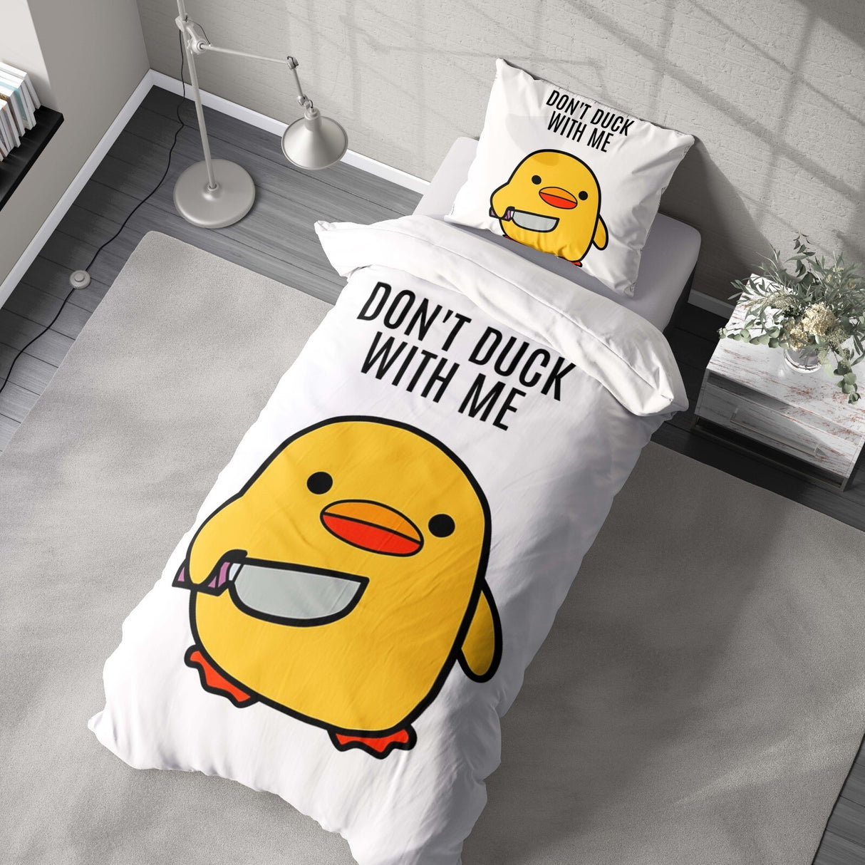 Don't Duck With Me Rude Funny Custom Soft Single Size Novelty Bed Duvet Cover