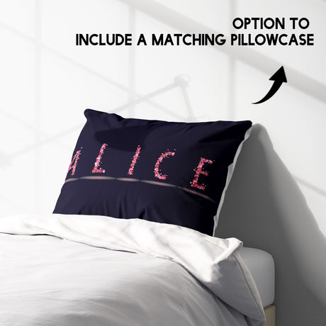 Personalised Any Name Pink Rose Petals Soft Single Size Novelty Bed Duvet Cover