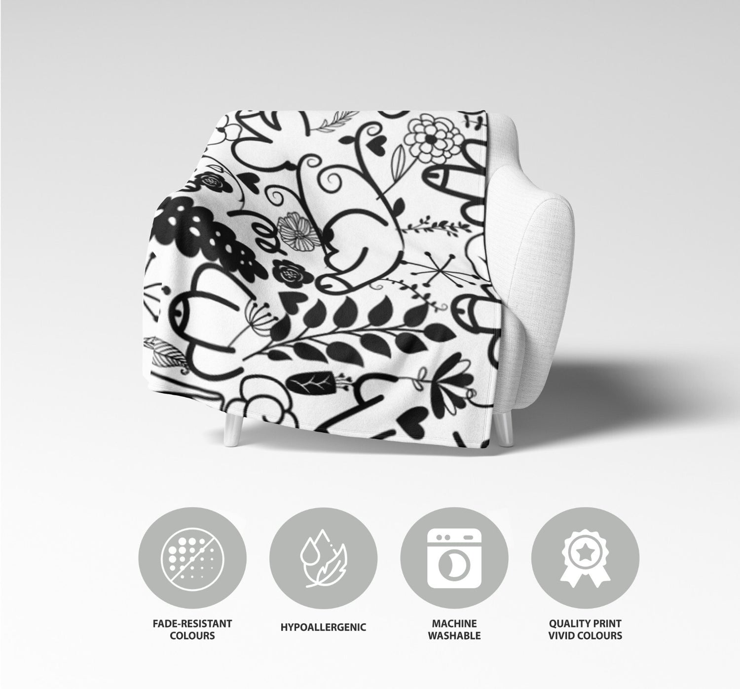 Floral Willy Pattern Rude Custom Colour Novelty Fleece Mink Blanket Throw Gift