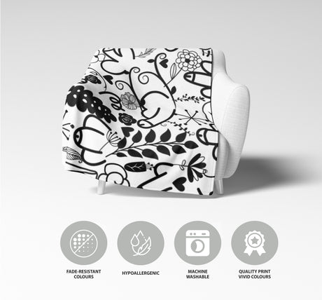 Floral Willy Pattern Rude Custom Colour Novelty Fleece Mink Blanket Throw Gift