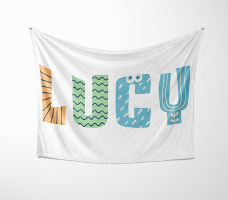 Personalised Name Kids Alphabet Onyx Novelty Soft Fleece Mink Blanket Gift Decor