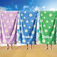 Personalised Custom Name Floral Daisies Soft Absorbent Beach Bath Sheet Towel