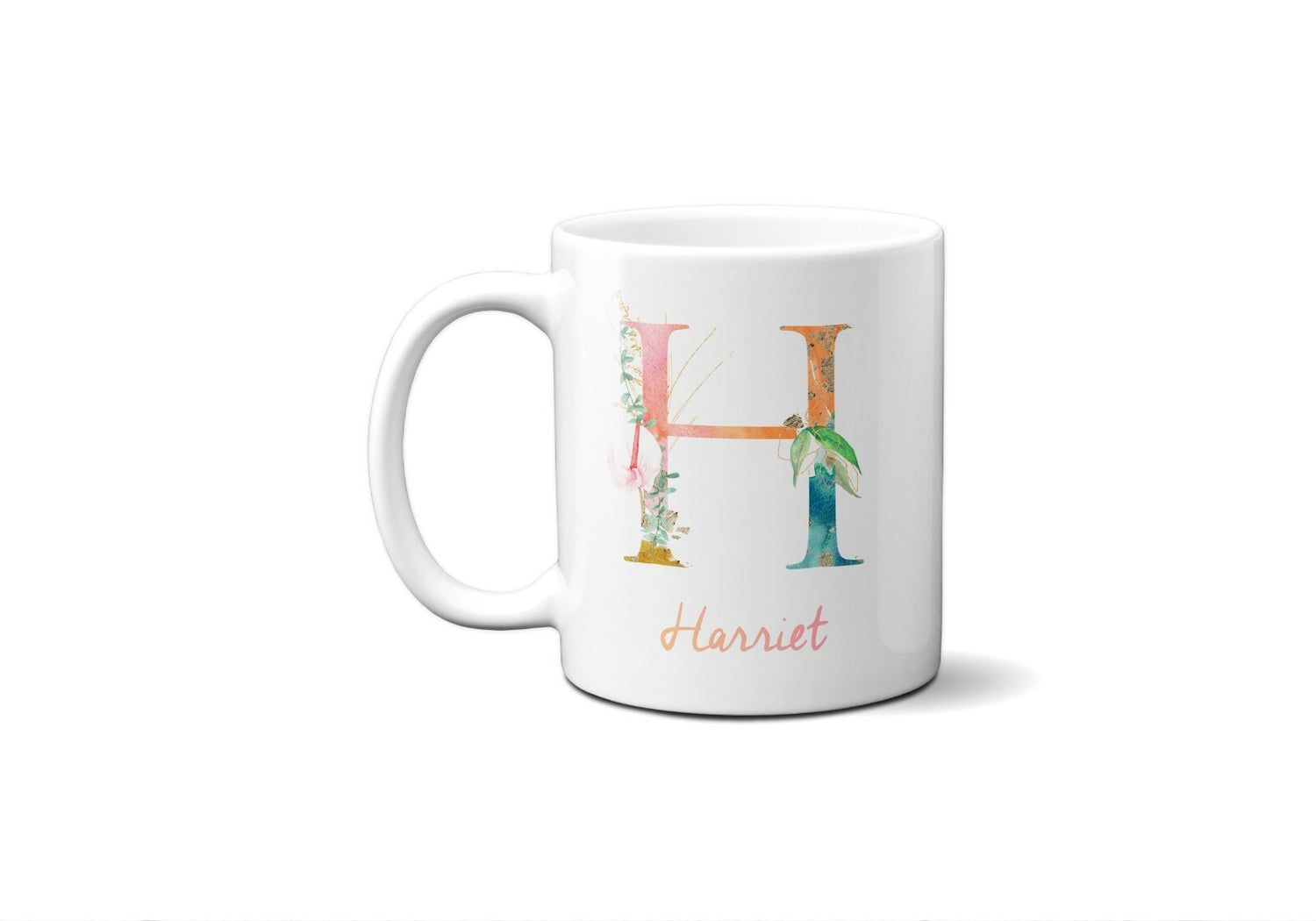 Tropical Alphabet Exotic Floral Name Initial Letter Coffee Mug Gift 11oz Ceramic