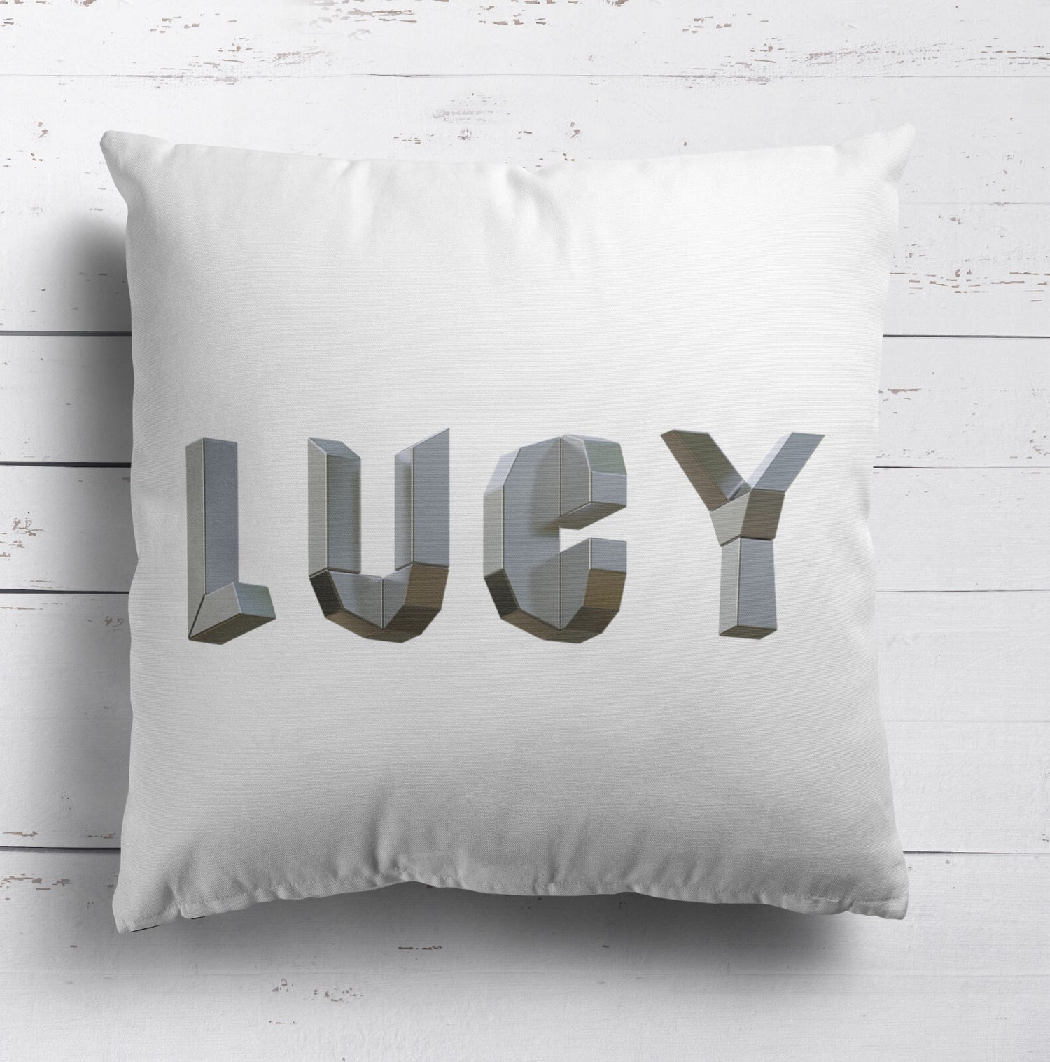 Personalised Geometal 3D Name Print Soft Square Filled Cushion Throw Decor