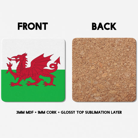 Wales Flag Welsh Dragon Custom Printed Coffee Tea Mug Coaster Gift Him Her