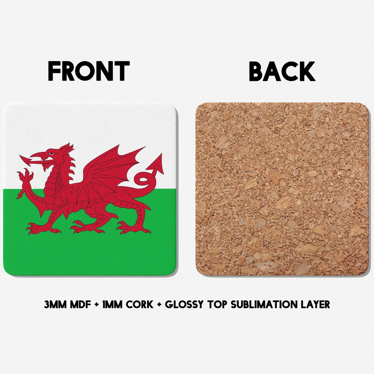 Wales Flag Welsh Dragon Custom Printed Coffee Tea Mug Coaster Gift Him Her