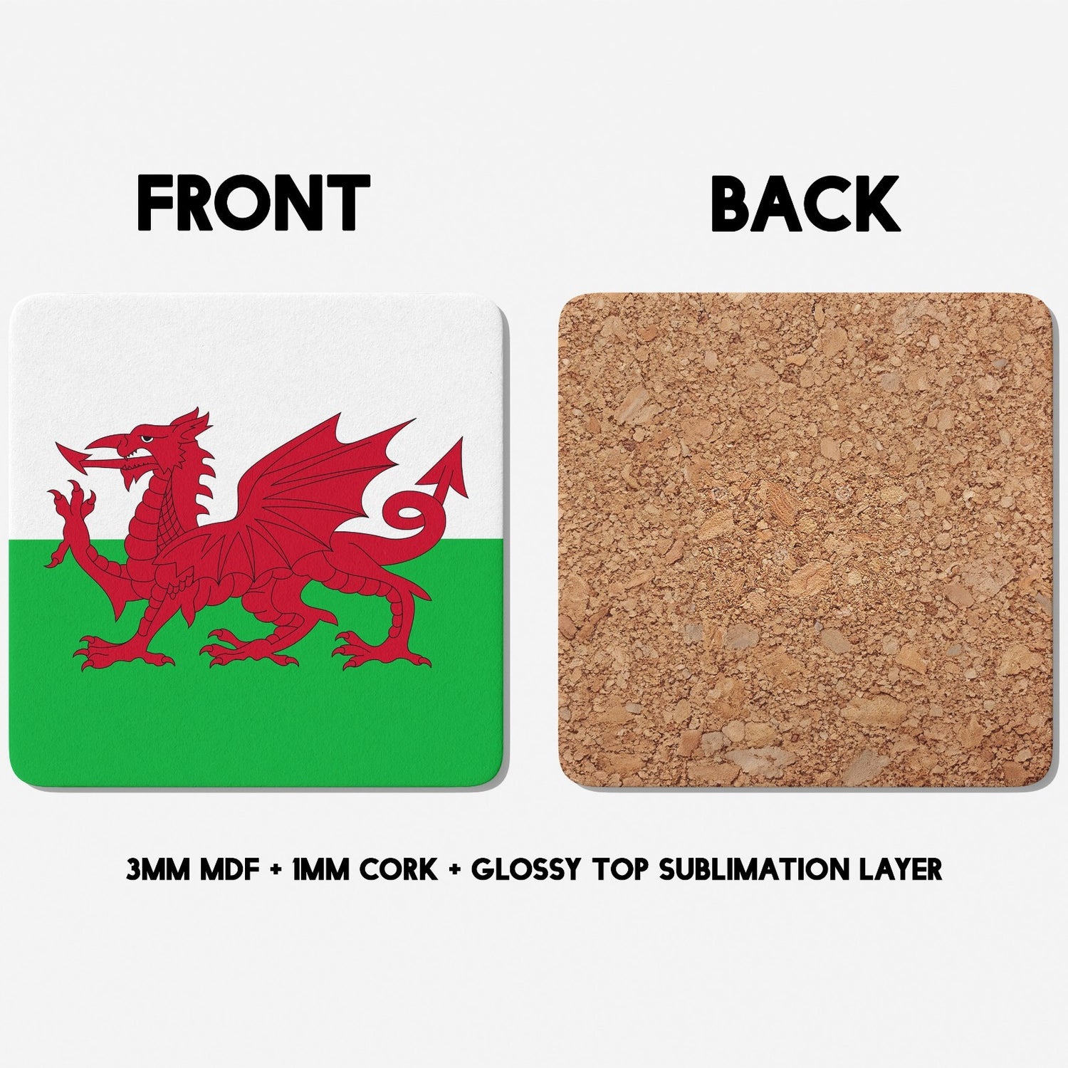 Wales Flag Welsh Dragon Custom Printed Coffee Tea Mug Coaster Gift Him Her