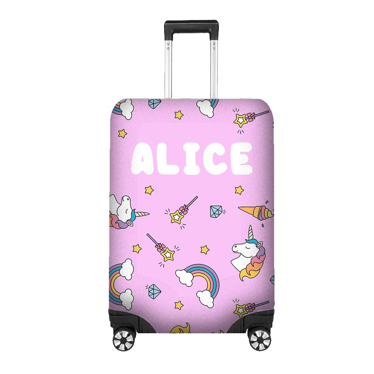 Unicorn Ice Cream Name Gift Custom Luggage Cover Personalise Suitcase Protector