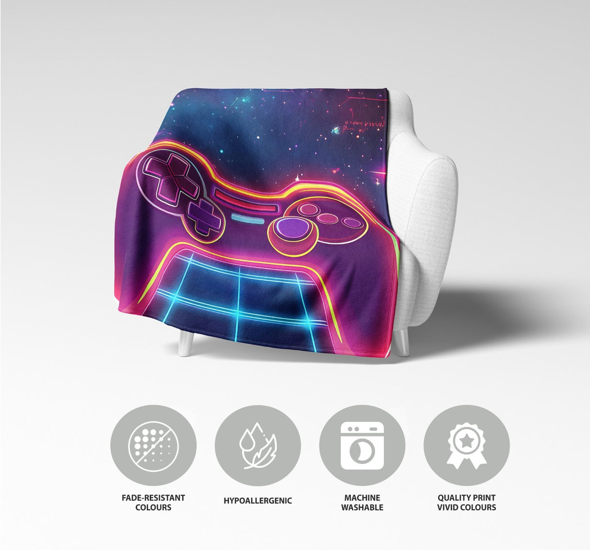 Personalised Name Gamer Gaming Controller Kids Soft Warm Fleece Blanket Decor